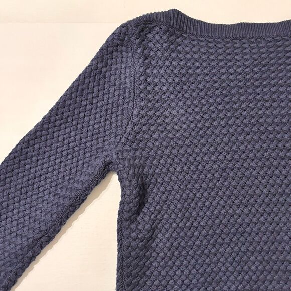LL Bean Women's Sweater 100% Cotton Basket-Weave Boatneck Pullover Navy Blue XS - Picture 8 of 12